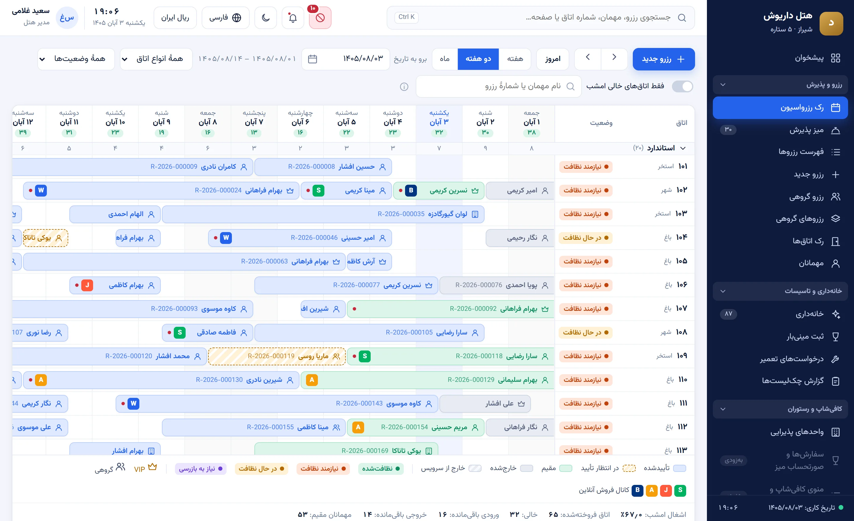 رک رزرواسیون رومکسا: اتاق‌ها، رزروها و وضعیت نظافت در یک نگاه